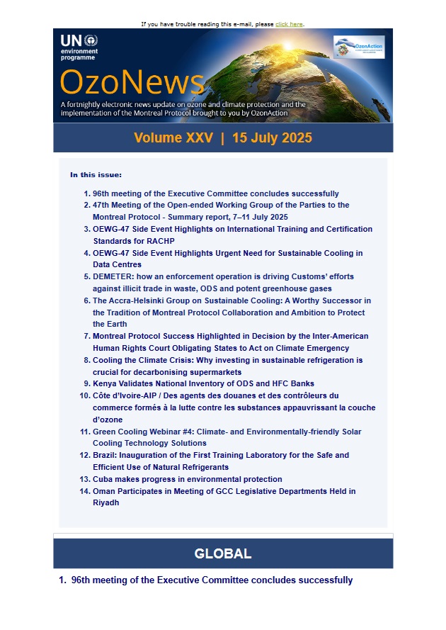 OzoNews Volume XXV, 15 July 2025
