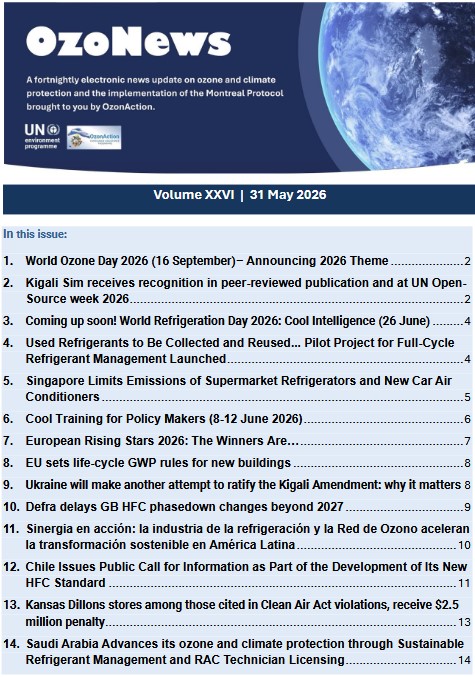 OzoNews Volume XXVI, 31 May 2026