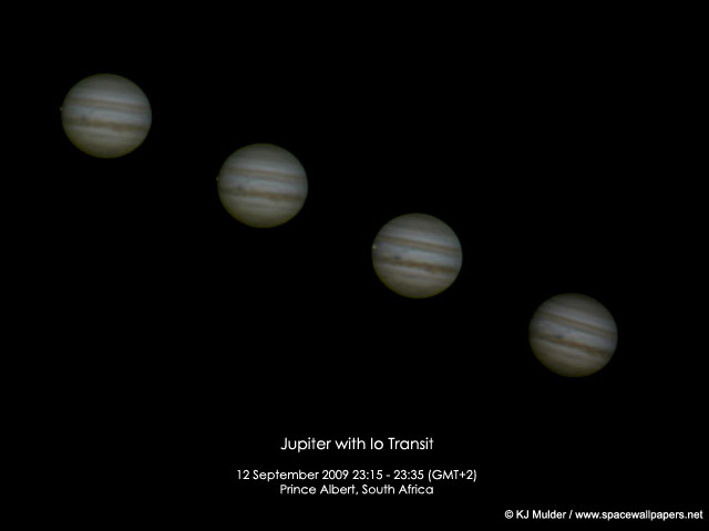 Io transitting Jupiter. Credit: Kerneels Mulder