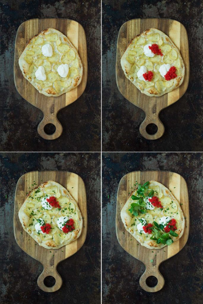 Recept: Pizza med potatis, creme fraiche og tångkaviar | Frk. Kräsen