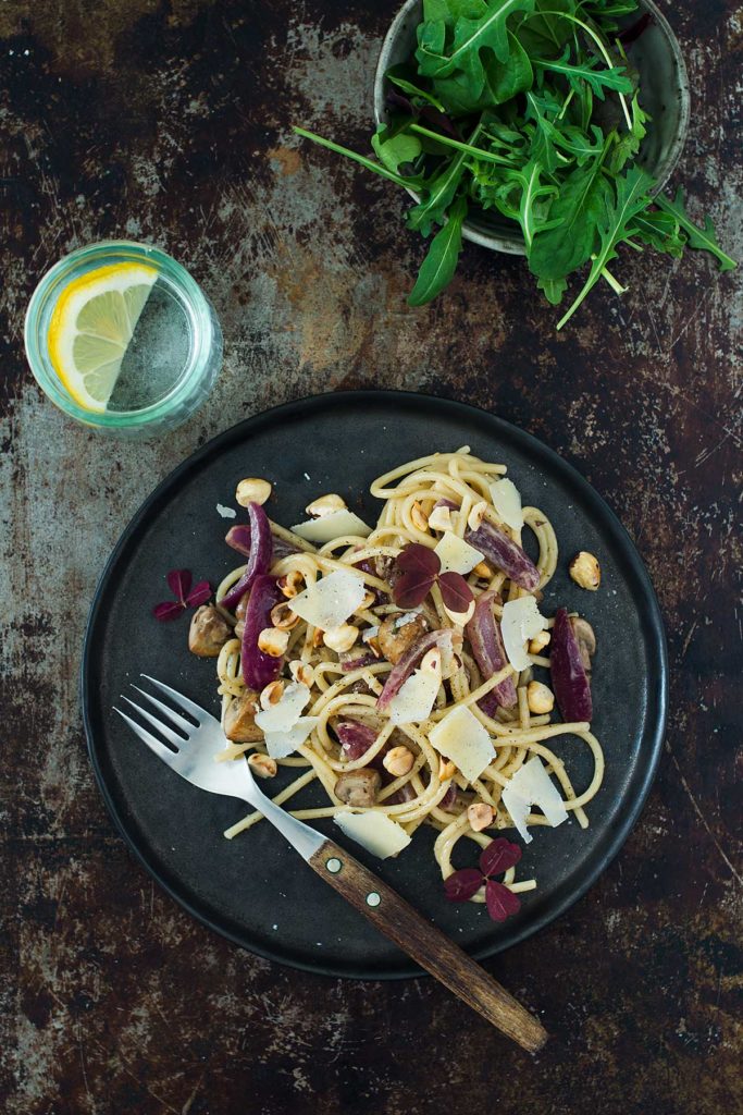 Recept: Pasta med champinjoner och karamelliserad rödlök | Frk. Kräsen