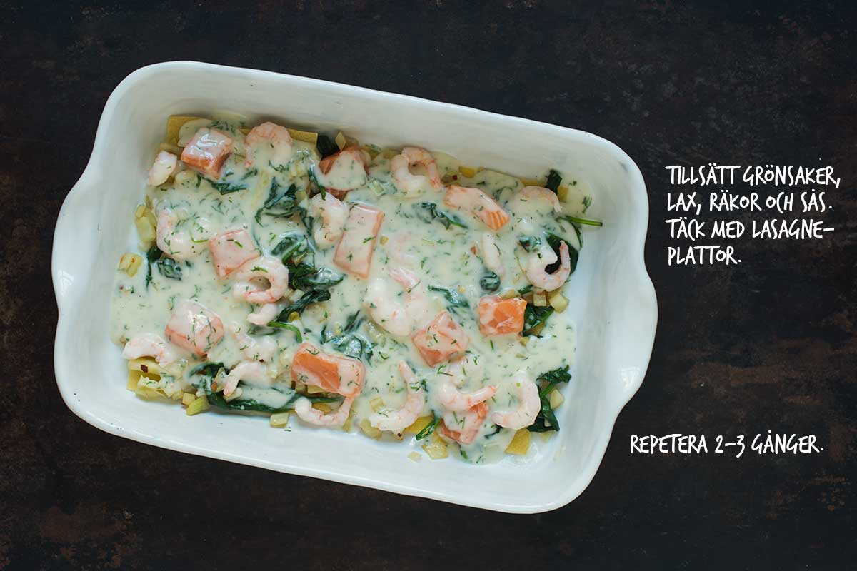 Recept: Lasagne med lax och räkor | Frk. Kräsen