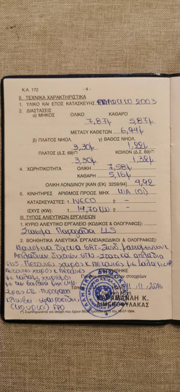 ΑΔΕΙΑ  ΑΛΙΕΙΑΣ ΕΠΑΓΓΕΛΜΑΤΙΚΗ 5 GT   22.000  euro (2)