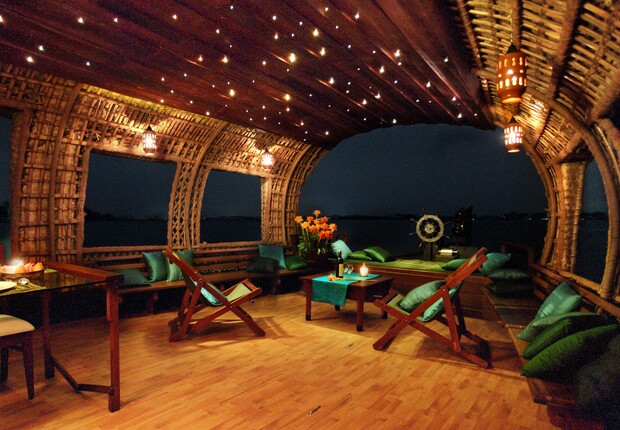 Night view on premium houseboat