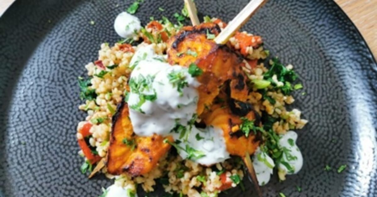 Salmon Tikka with Cracked Wheat & Coriander Salad