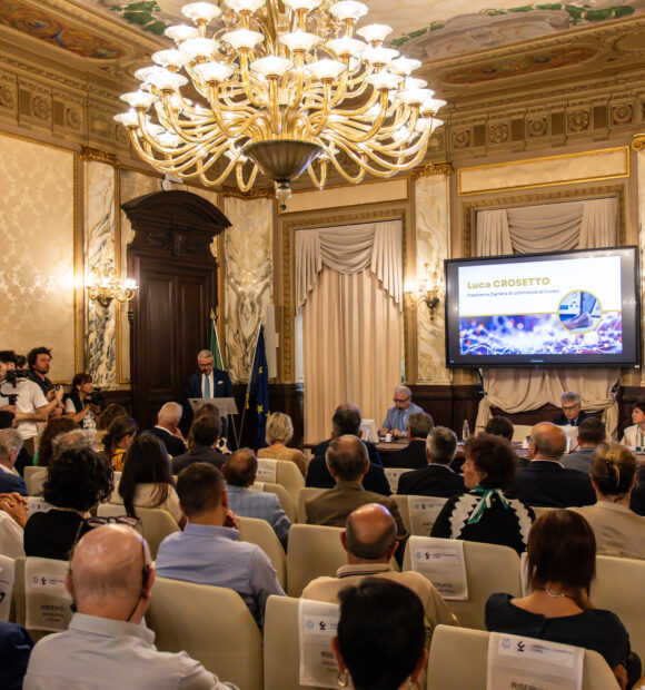 Il saluto del presidente della Camera di commercio di Cuneo, Luca Crosetto, alla presentazione del Rapporto Cuneo 2026