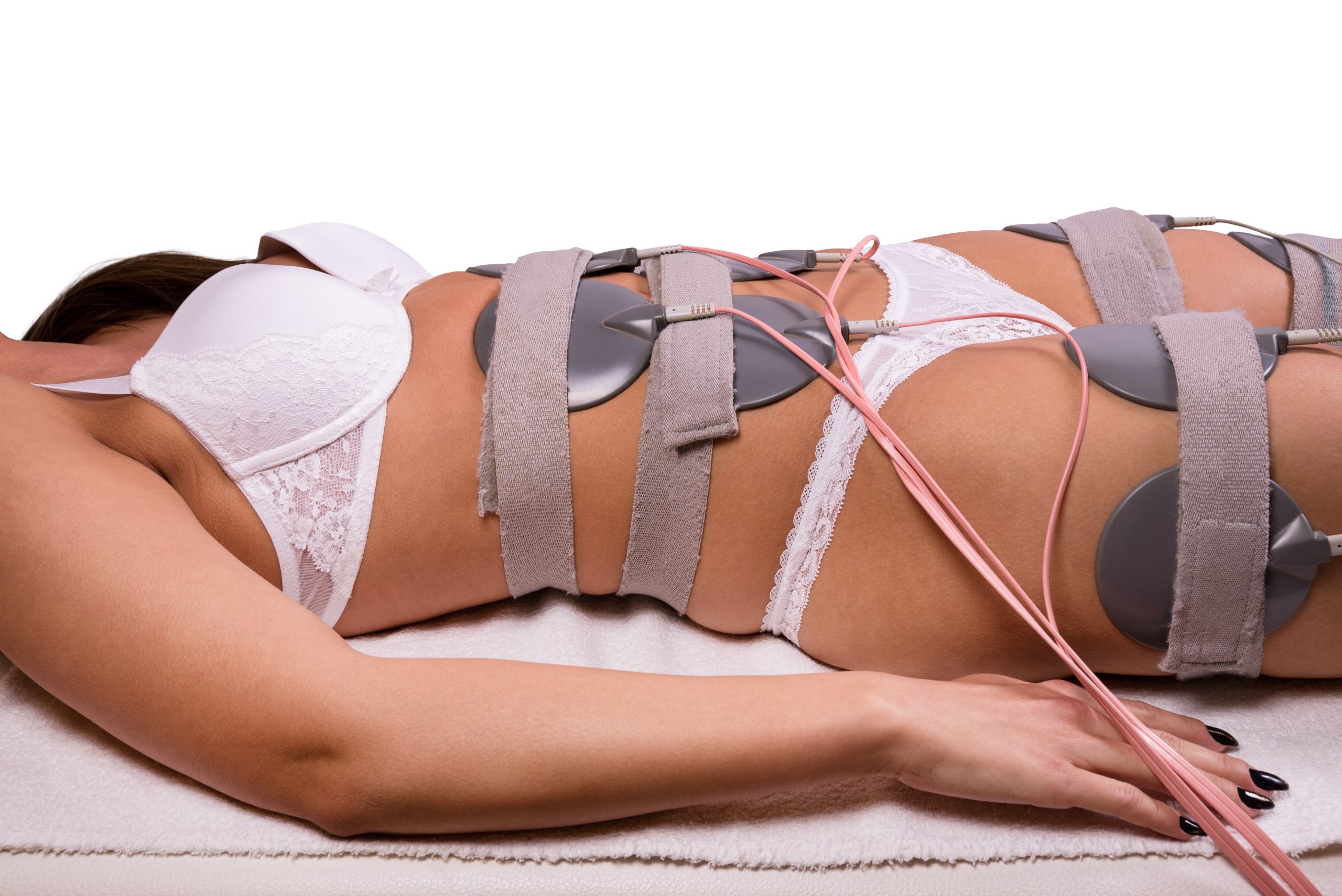 Electrodes,On,Young,Woman's,Body,At,The,Spa.