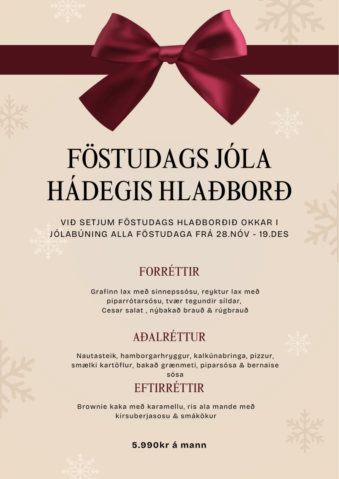 Beige Vintage Christmas Special Menu