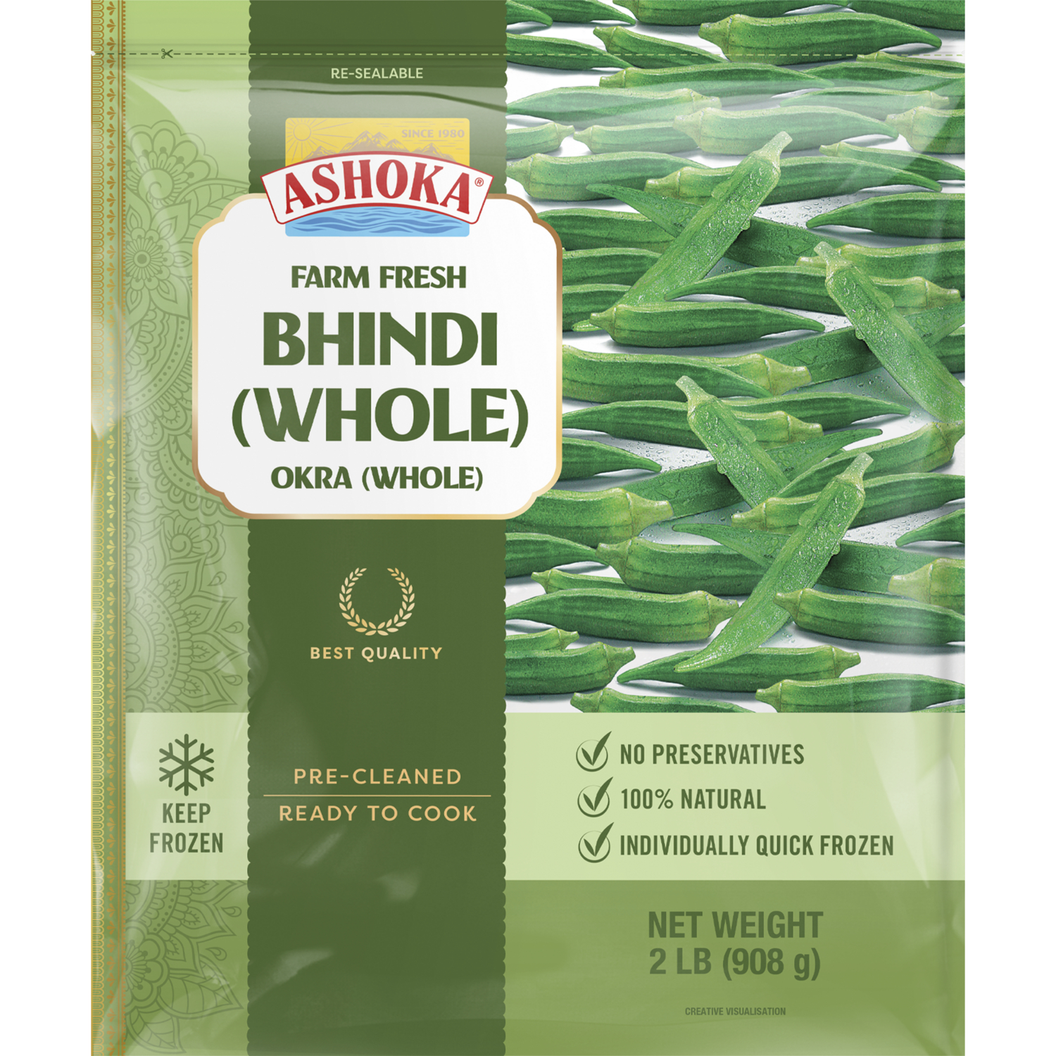 Ashoka baby okra whole 908gr