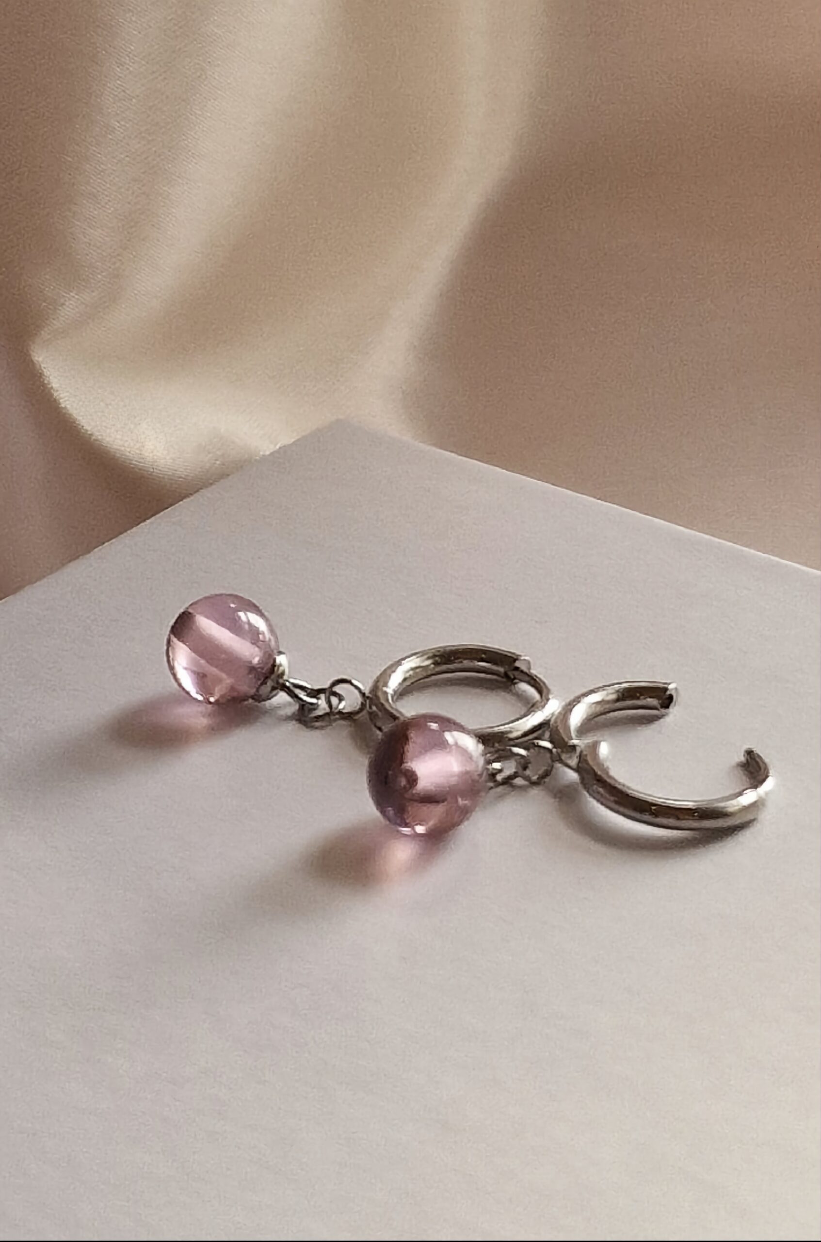 Pair of zircon stitch marker earrings silver HPLS