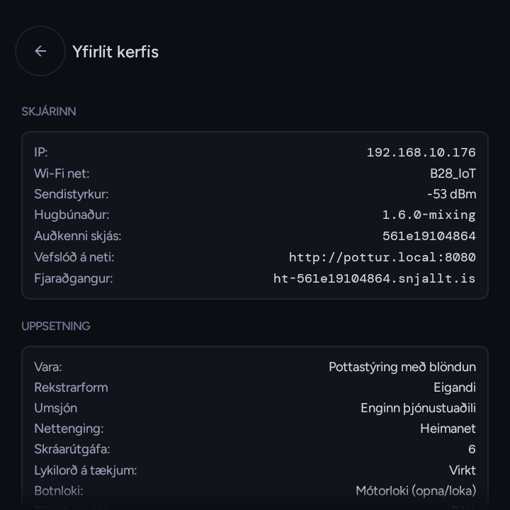 Pottastýring með sjálfvirkri uppblöndun - Shelly Walldisplay 4" - Image 10