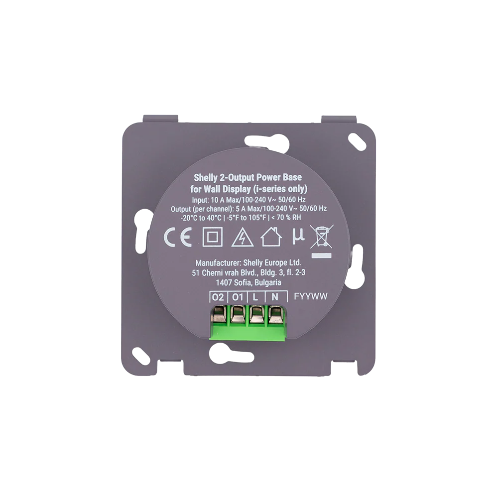Shelly 2-Output Power Base for Wall Display