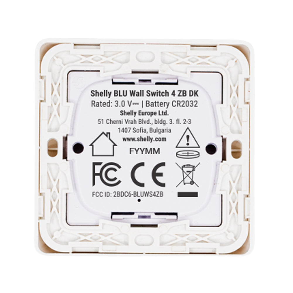 Shelly BLU Wall Switch 4 ZB DK veggrofi 4 hnappa (Zigbee/Bluetooth) - Image 4
