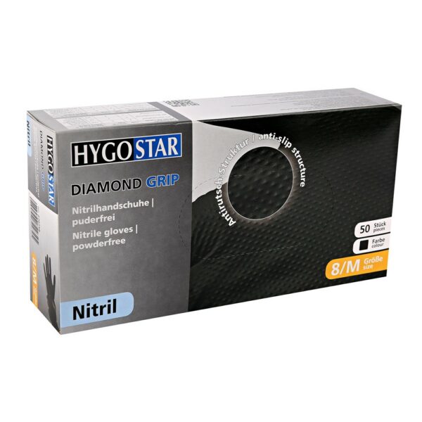 Nitril hanskar Diamond grip svartir M - Image 2