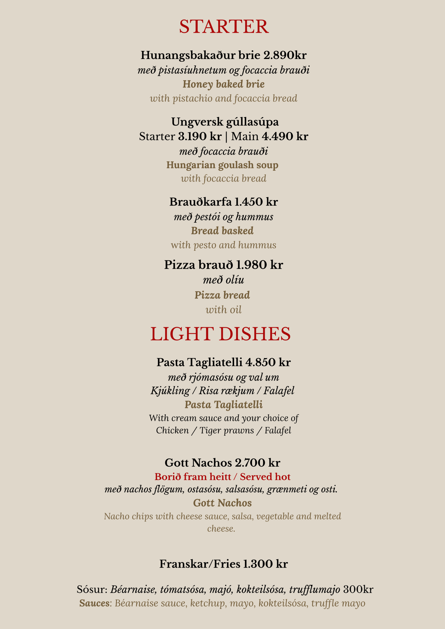Matseðill – menu