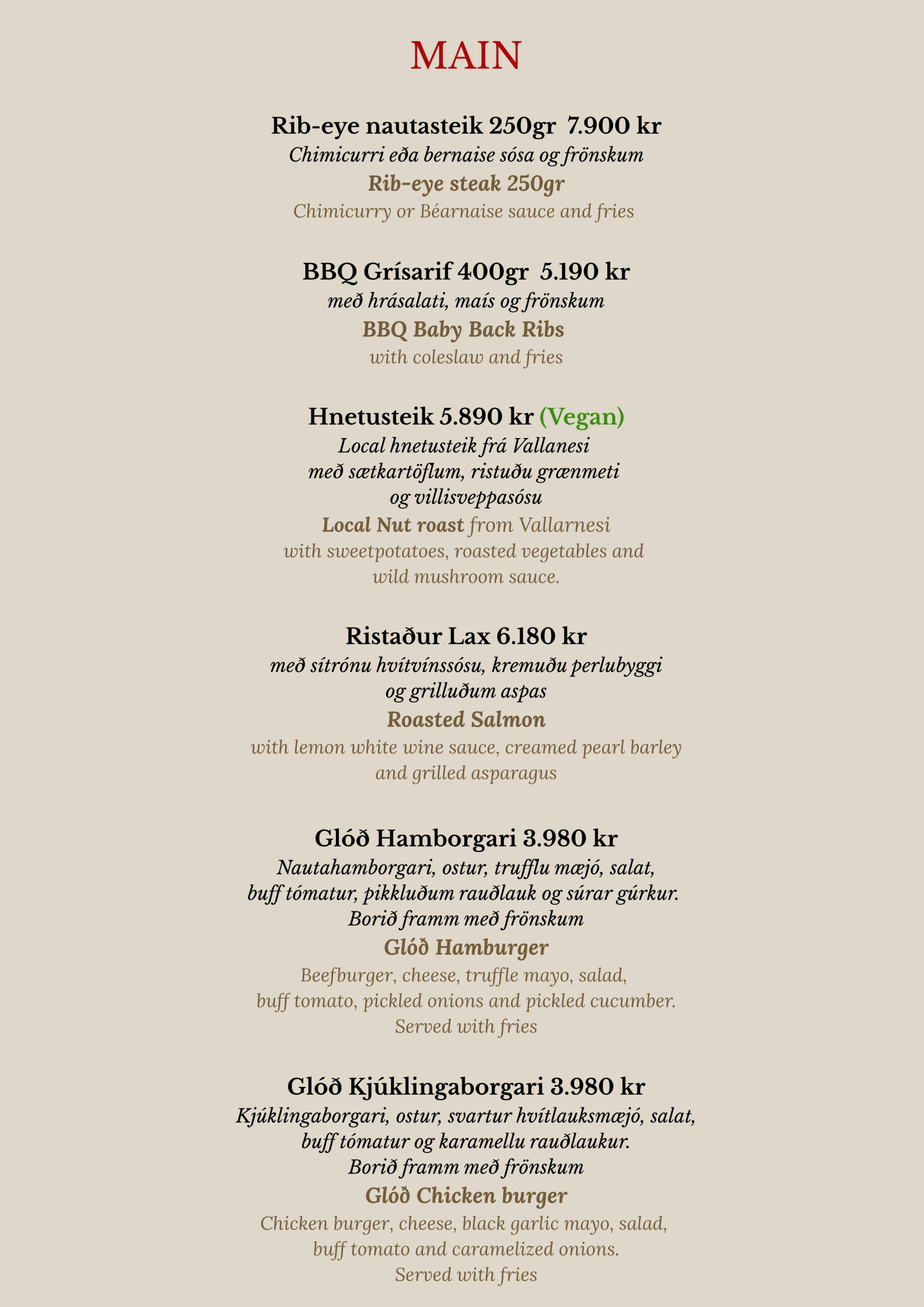 Matseðill – menu