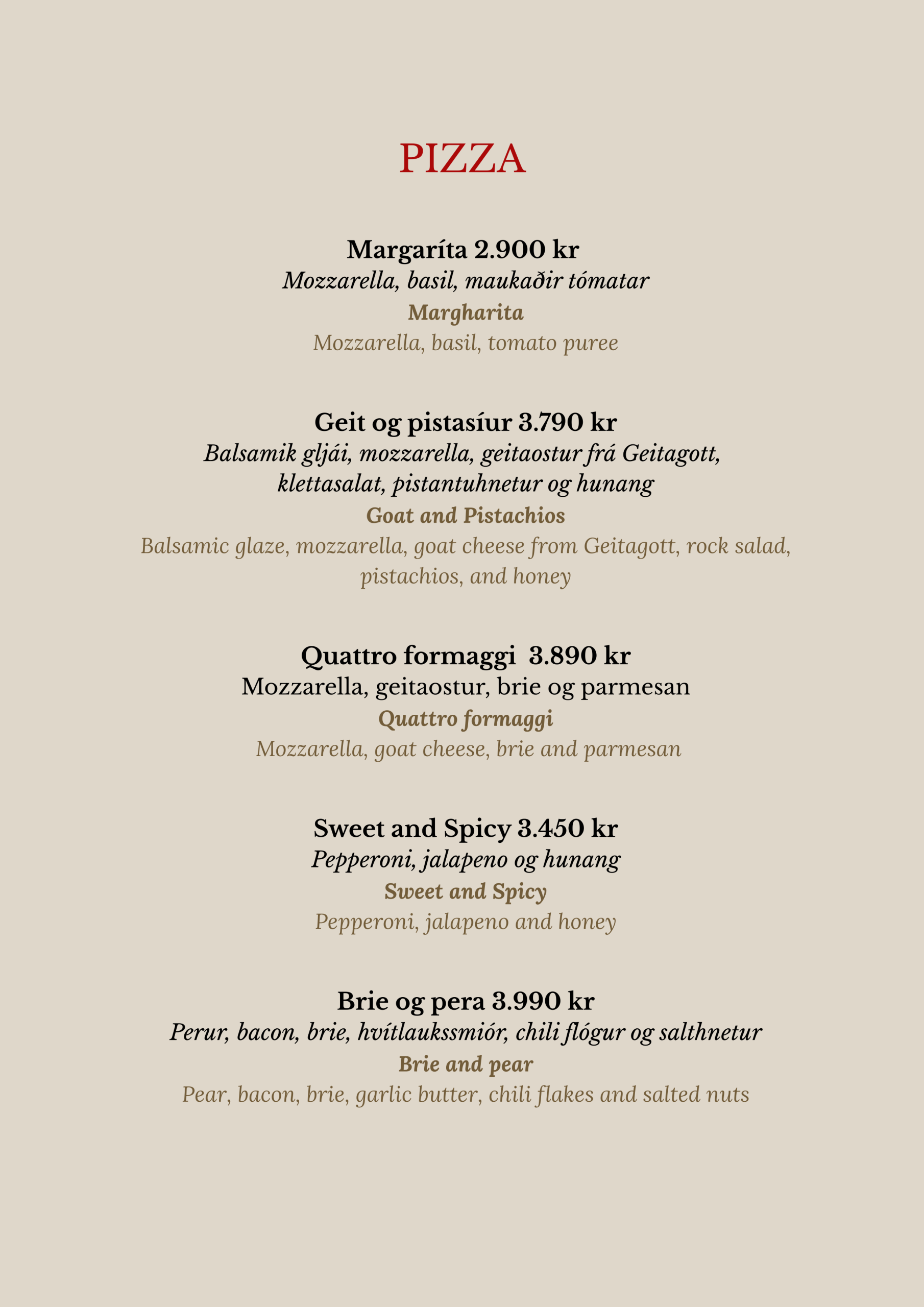 Matseðill – menu