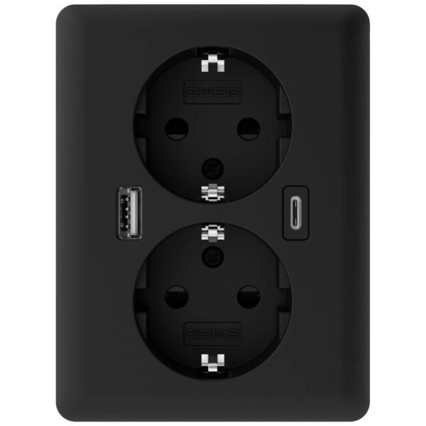 Tengill USB-A og UBS-C Tvöfaldur Svartur