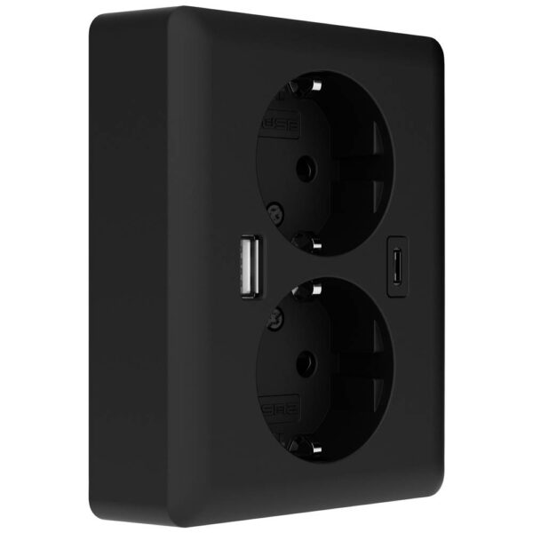 Tengill USB-A og UBS-C Tvöfaldur Svartur - Image 2