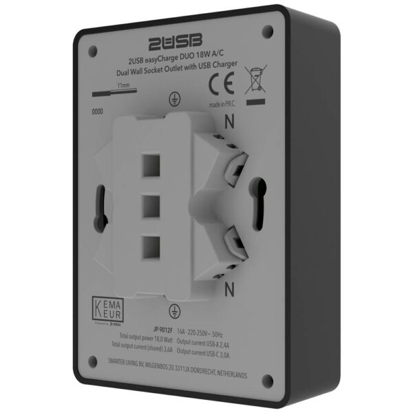 Tengill USB-A og UBS-C Tvöfaldur Svartur - Image 3
