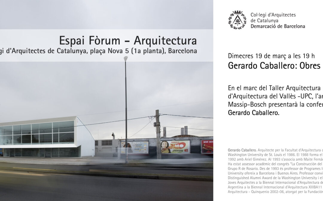 Gerardo Caballero en COAC BCN, 19MAR a las 19h