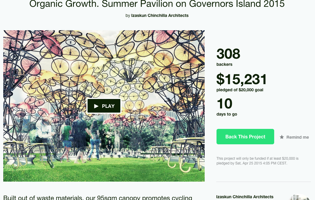 «goteo» -crowd funding- para el Organic Growth. Summer Pavilion on Governors Island 2015