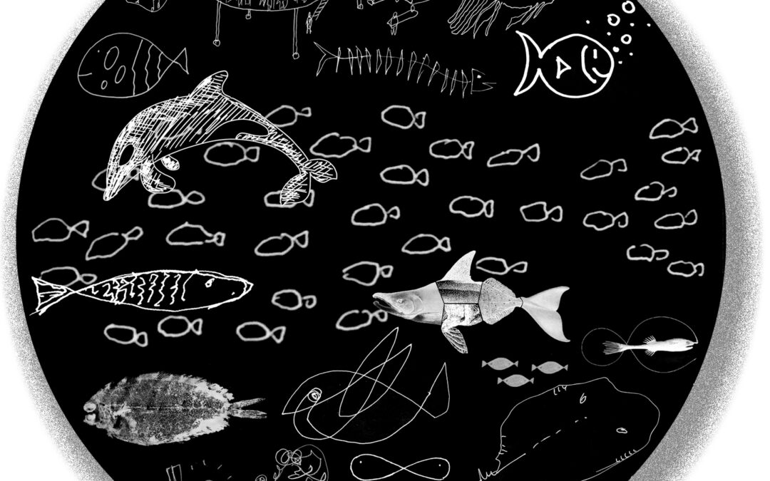 Acuario scalae de peces y especies acuáticas dibujadas o similar · 20 aniversario · Cápsula SCALAE «Trazas Trazos Trozos …de Arquitectura»