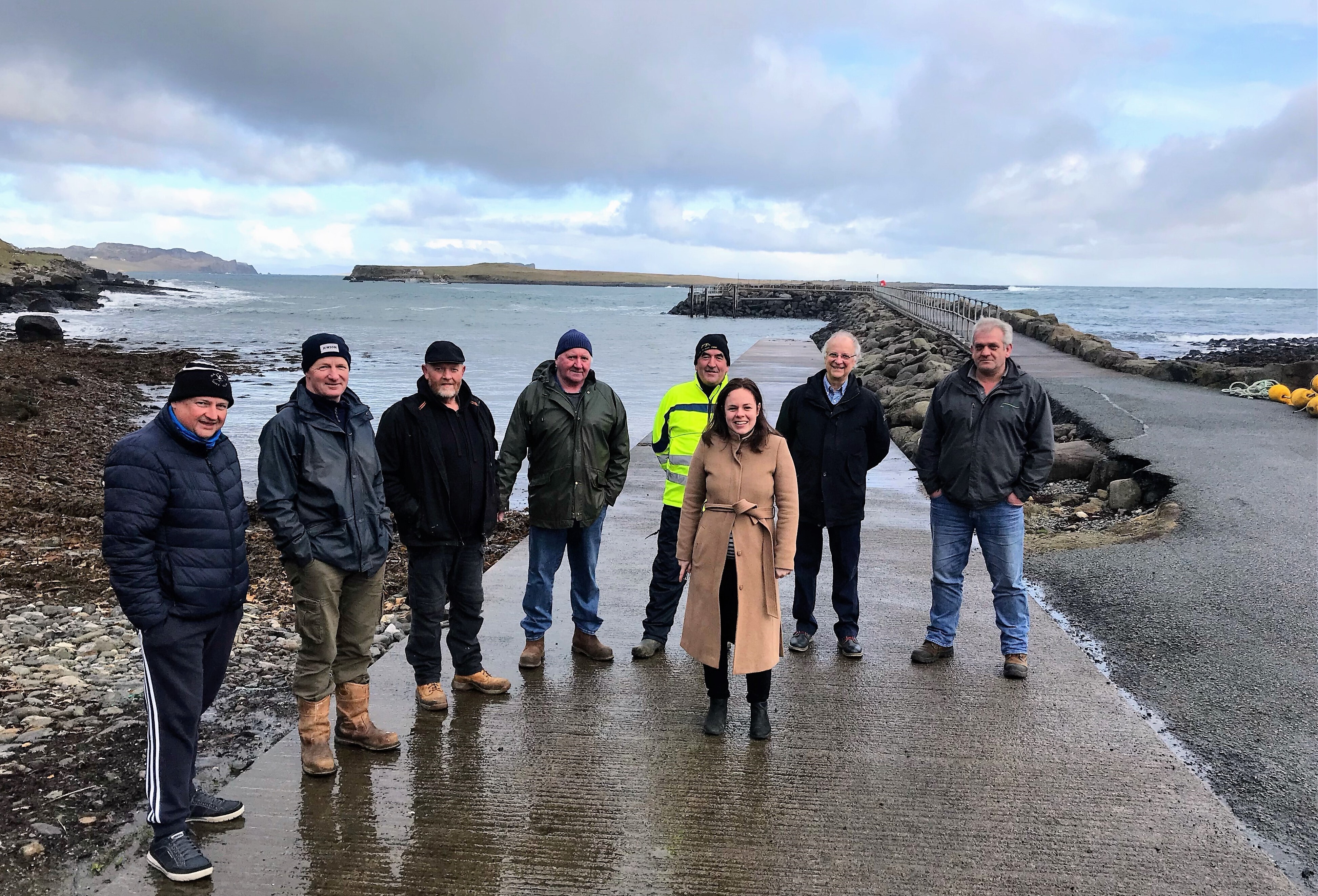 Kate Forbes MSP and the Staffin Harbour Steering Group.