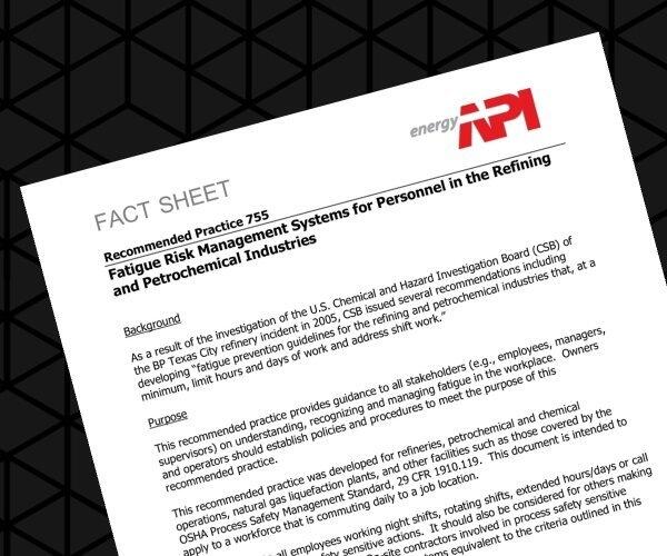 API RP 755 Fact Sheet