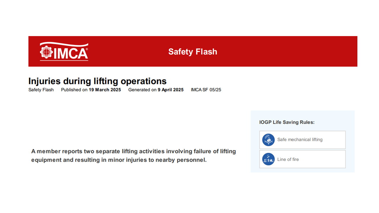 Injuries during lifting operations