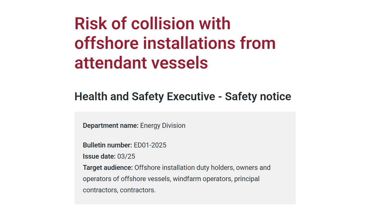 Risk of collision with offshore installations from attendant vessels