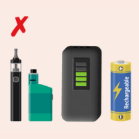 E-cigs, Power Banks, Spare Batteries