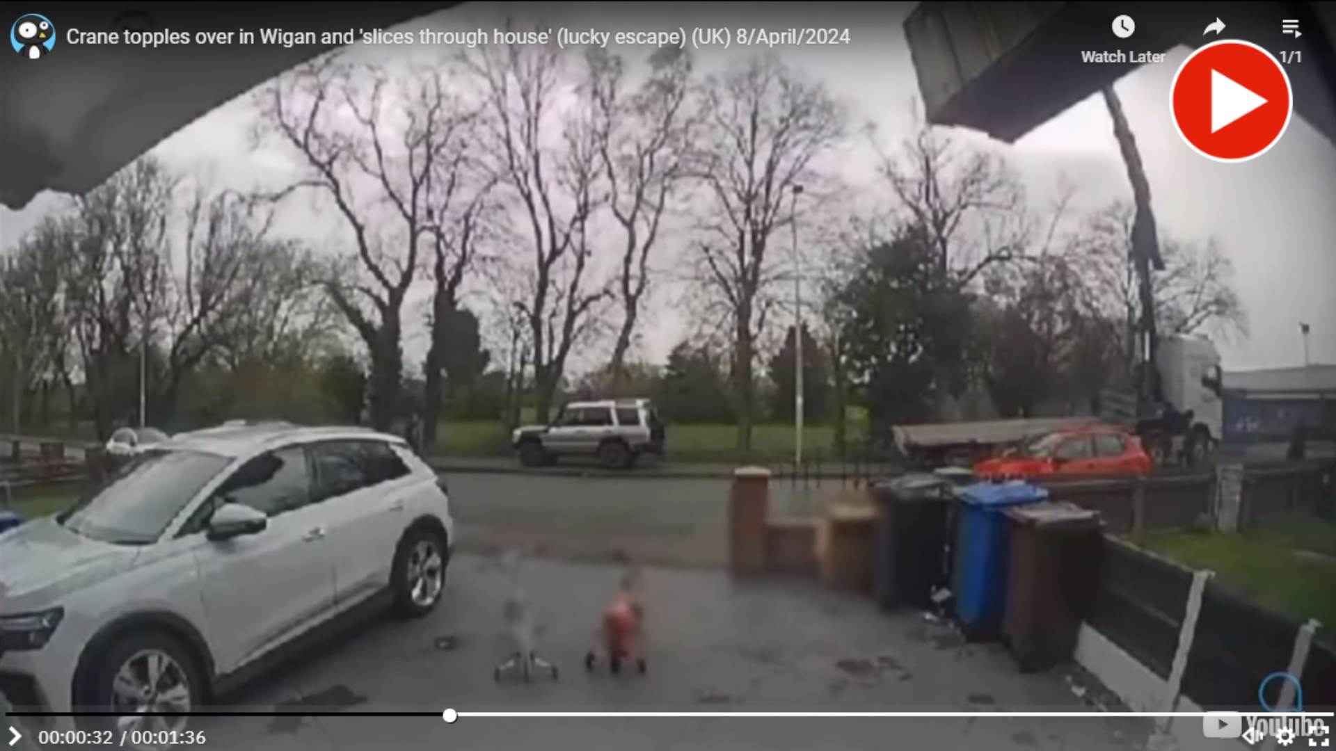 Toppled crane - doorbell footage