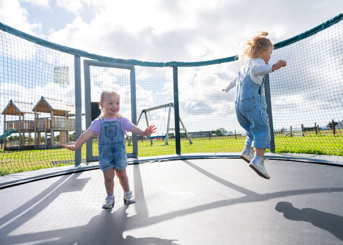 Trampoline for Kids in Angus Hay and Play at Upper Dysart Larder farm shop playpark Scotland