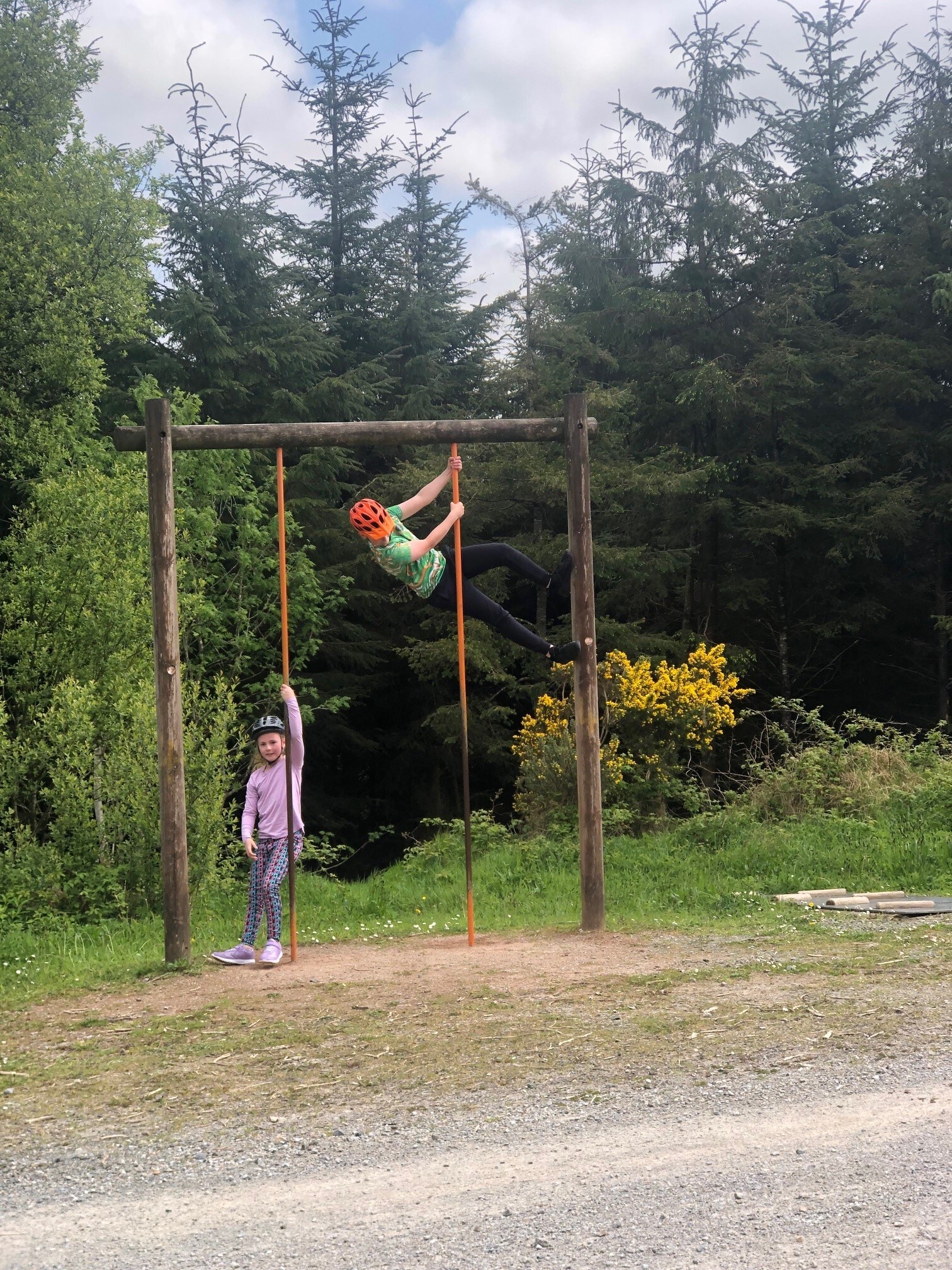 Kids at trim trail