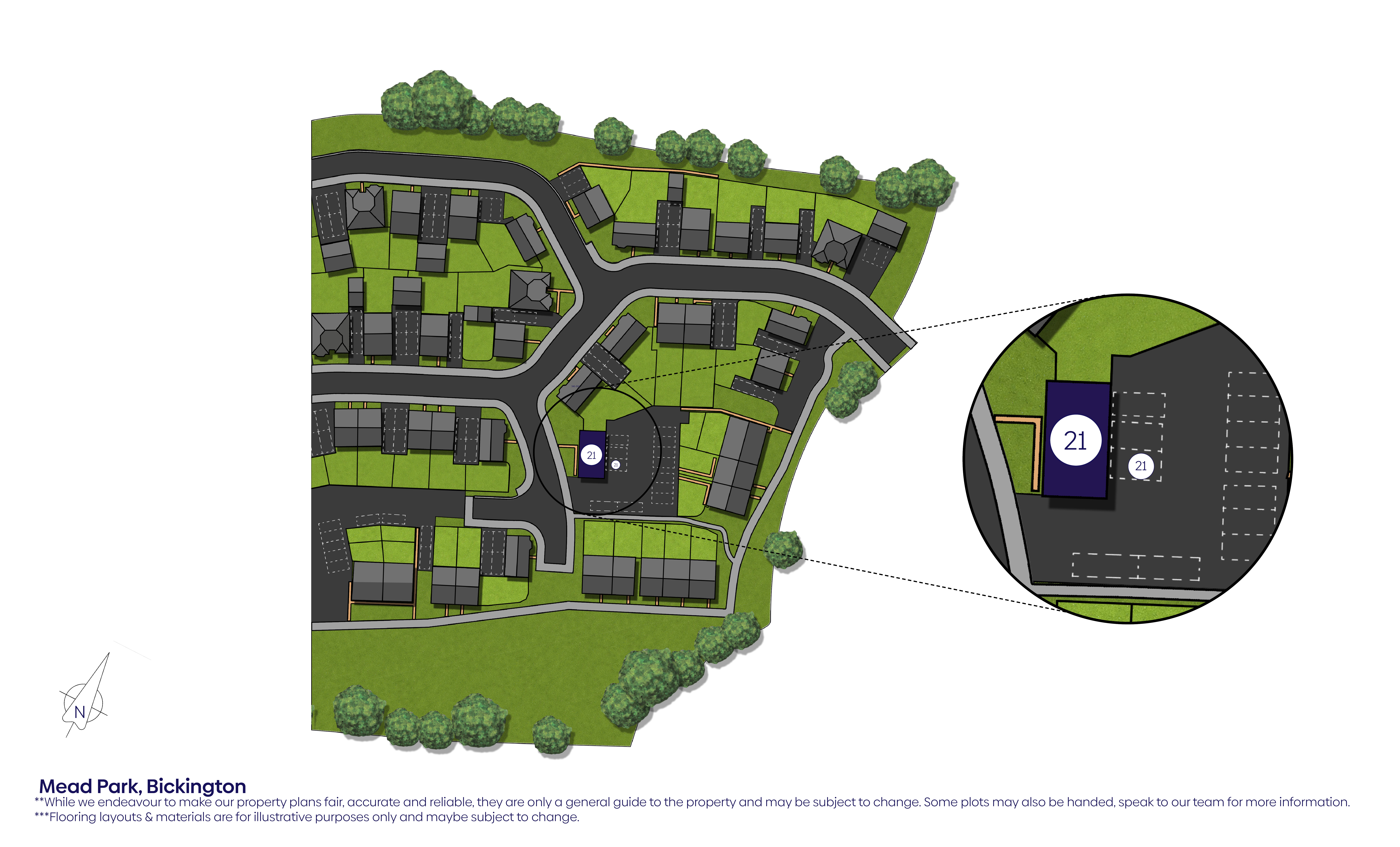site map showing plots and roads at development