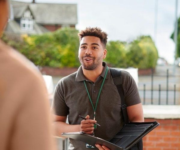 Man asking for survey at door