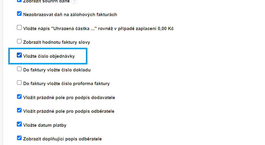 Vlozte cislo objednavky