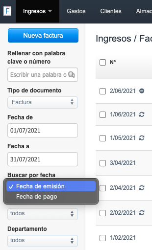 fecha de emisión y pago