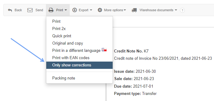 Only show corrections