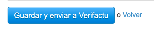 Botón Guardar y enviar a VERIFACTU visible en el formulario de factura para Administrador