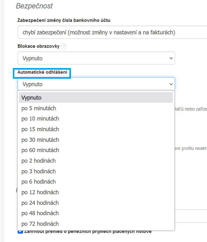 Automaticke odhlaseni