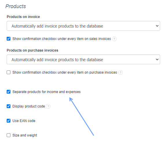 separate products income expenses