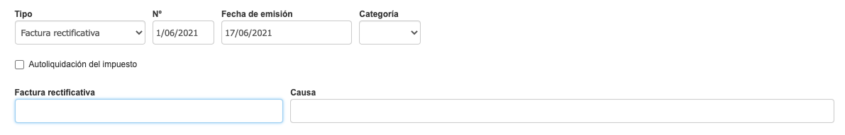 factura rectificativa fecha y número 