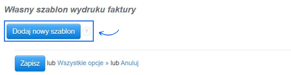 Ustawienia konta w systemie do fakturowania online z aktywną zakładką szablonów i dostępna opcją utworzenia własnego szablonu.