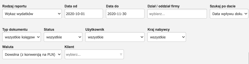wykaz wydatkow wiecej opcji