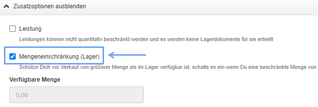 Anzeige von Produkts
