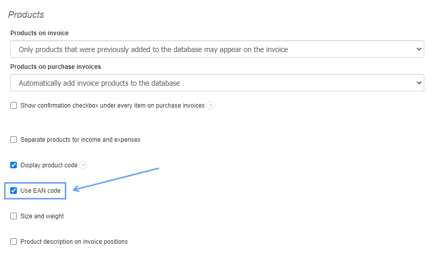 Use EAN code products