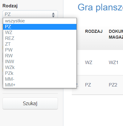 wyszukiwarka po rodzaki dokumentu