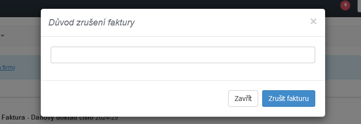 Duvod zruseni faktury